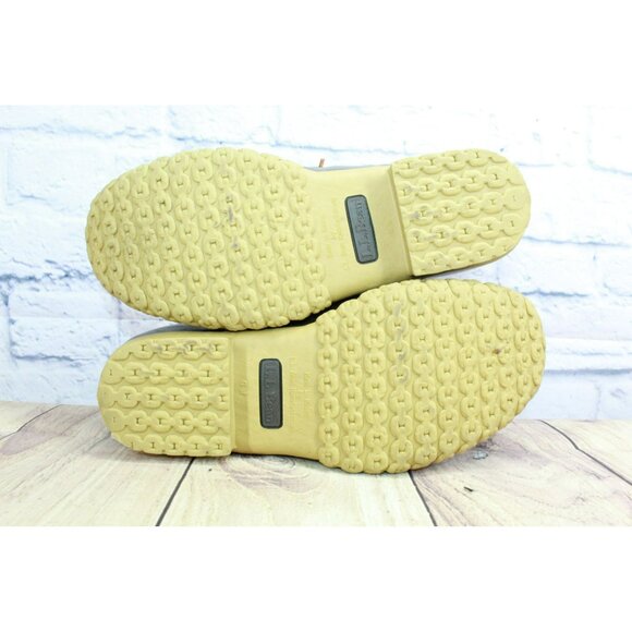 LL Bean Brown Leather Lace Up Round Toe Unlined Ankle Duck Boots Size 9 Wide - Picture 10 of 10